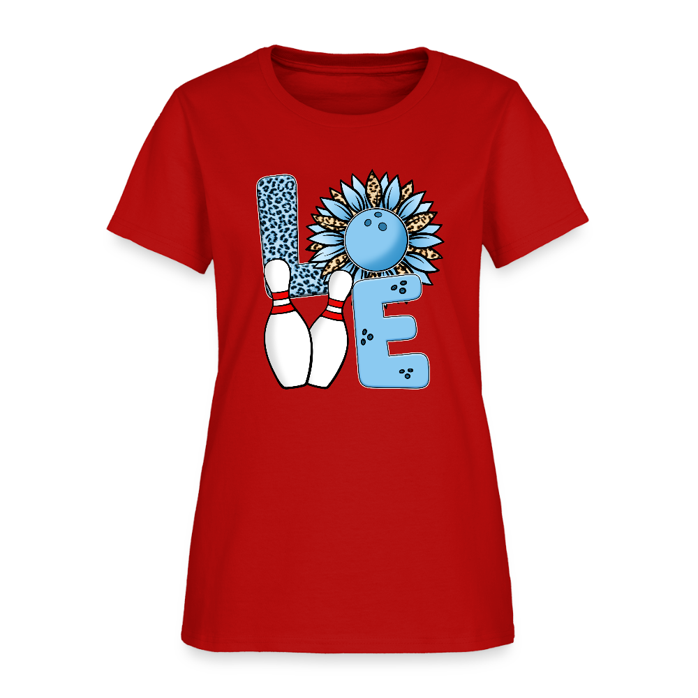 Women's T-Shirt- LOVE (bowling pin) - red