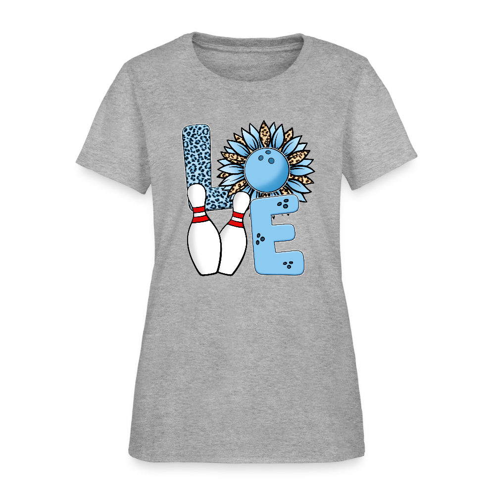Women's T-Shirt- LOVE (bowling pin) - heather gray