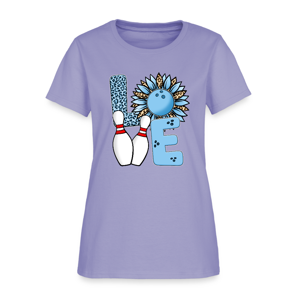 Women's T-Shirt- LOVE (bowling pin) - lavender