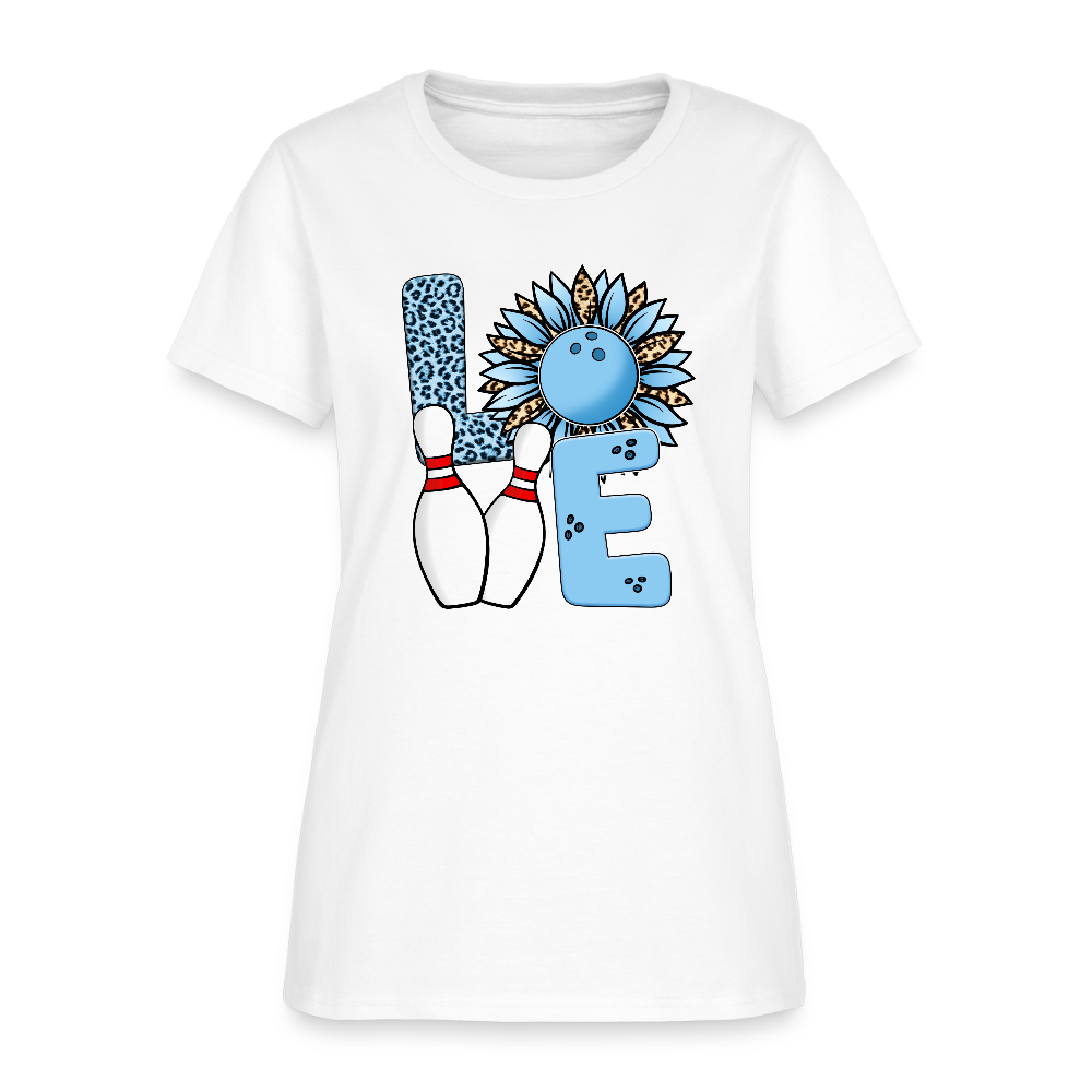 Women's T-Shirt- LOVE (bowling pin) - white