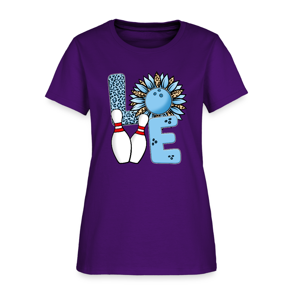 Women's T-Shirt- LOVE (bowling pin) - purple