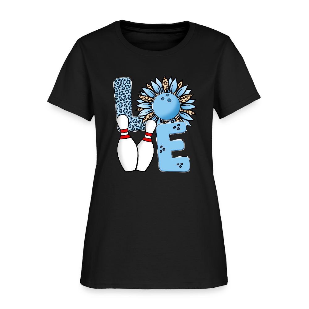 Women's T-Shirt- LOVE (bowling pin) - black