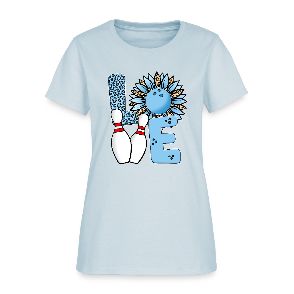 Women's T-Shirt- LOVE (bowling pin) - light blue